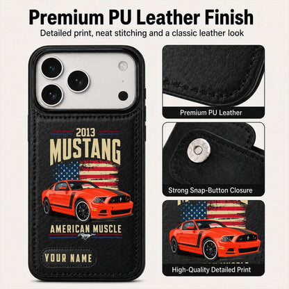 2013 Mustang Personalized Leather Wallet Phone Case
