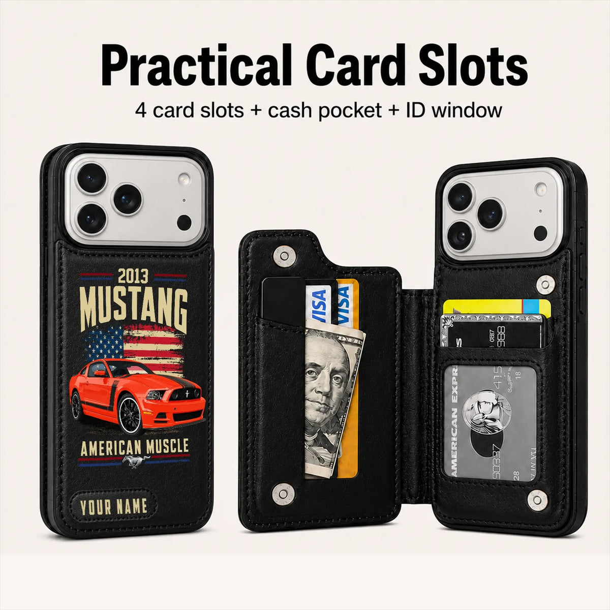 2013 Mustang Personalized Leather Wallet Phone Case
