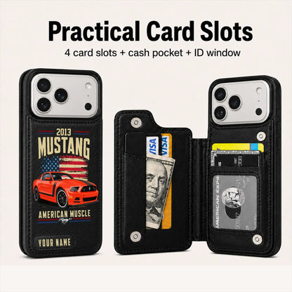 2013 Mustang Personalized Leather Wallet Phone Case