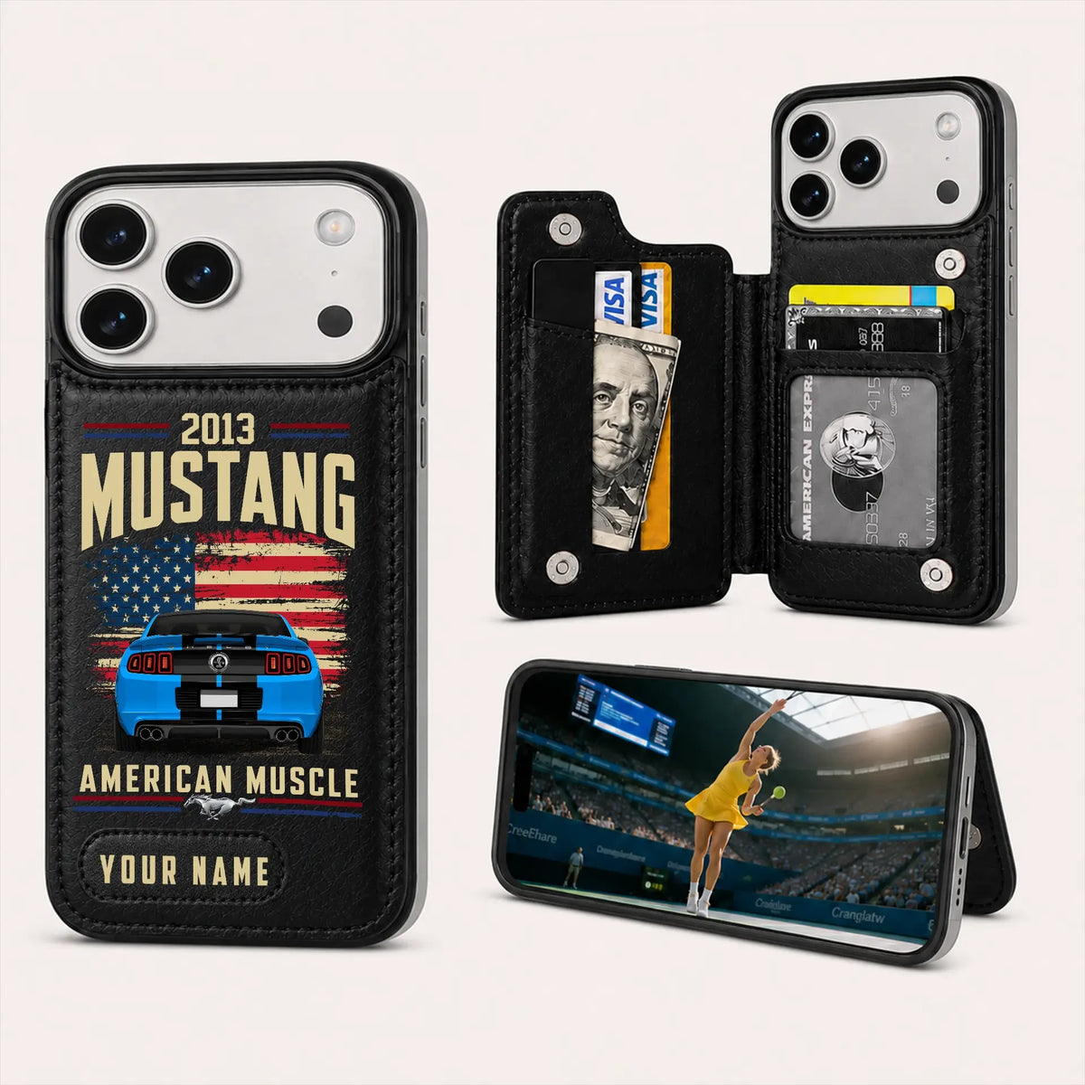 2013 Mustang Personalized Leather Wallet Phone Case
