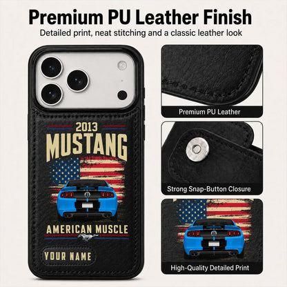 2013 Mustang Personalized Leather Wallet Phone Case