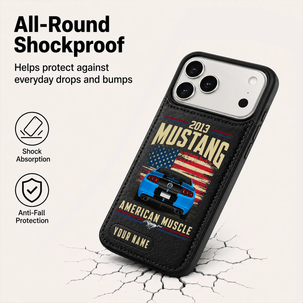 2013 Mustang Personalized Leather Wallet Phone Case