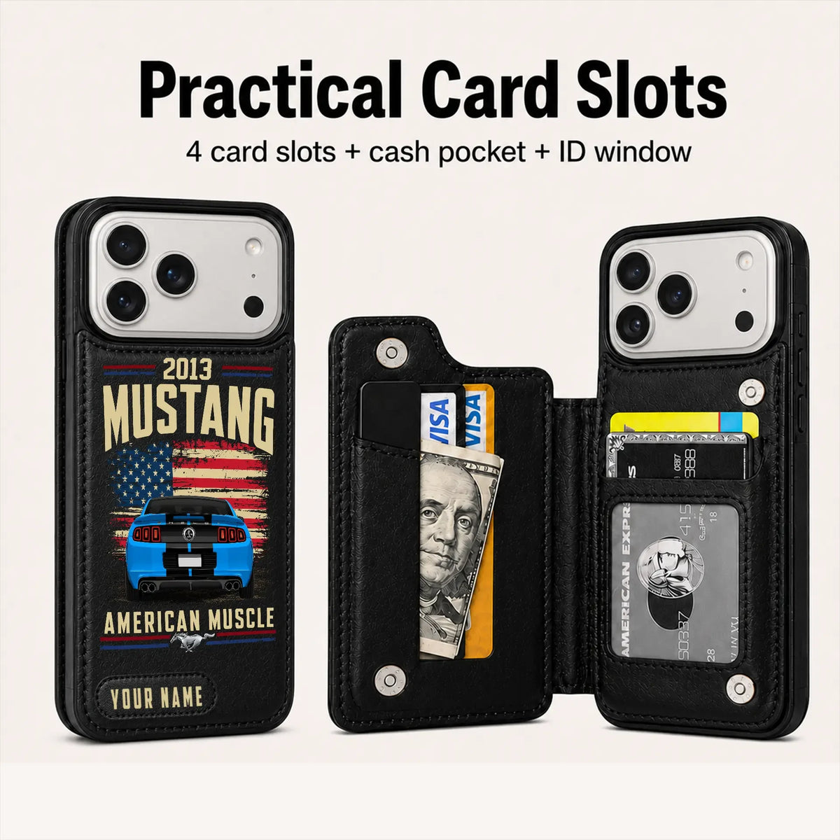 2013 Mustang Personalized Leather Wallet Phone Case