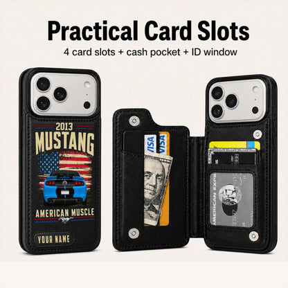 2013 Mustang Personalized Leather Wallet Phone Case