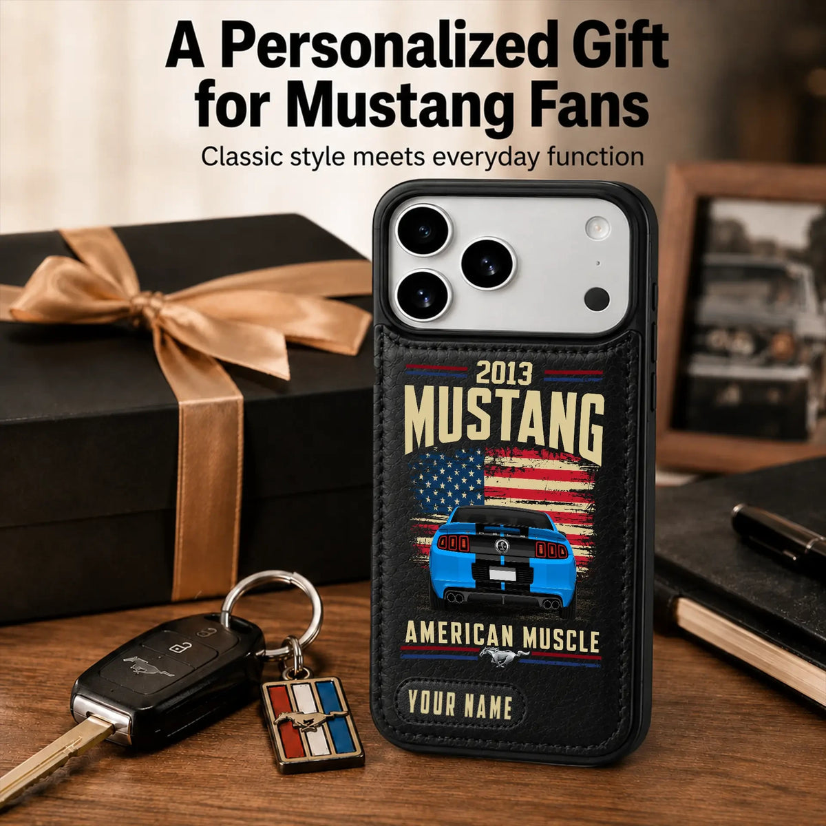 2013 Mustang Personalized Leather Wallet Phone Case