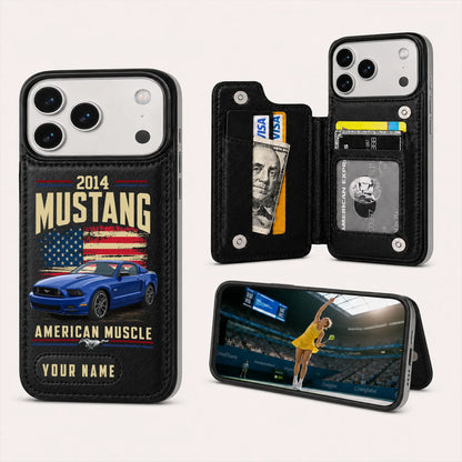 2014 Mustang Personalized Leather Wallet Phone Case