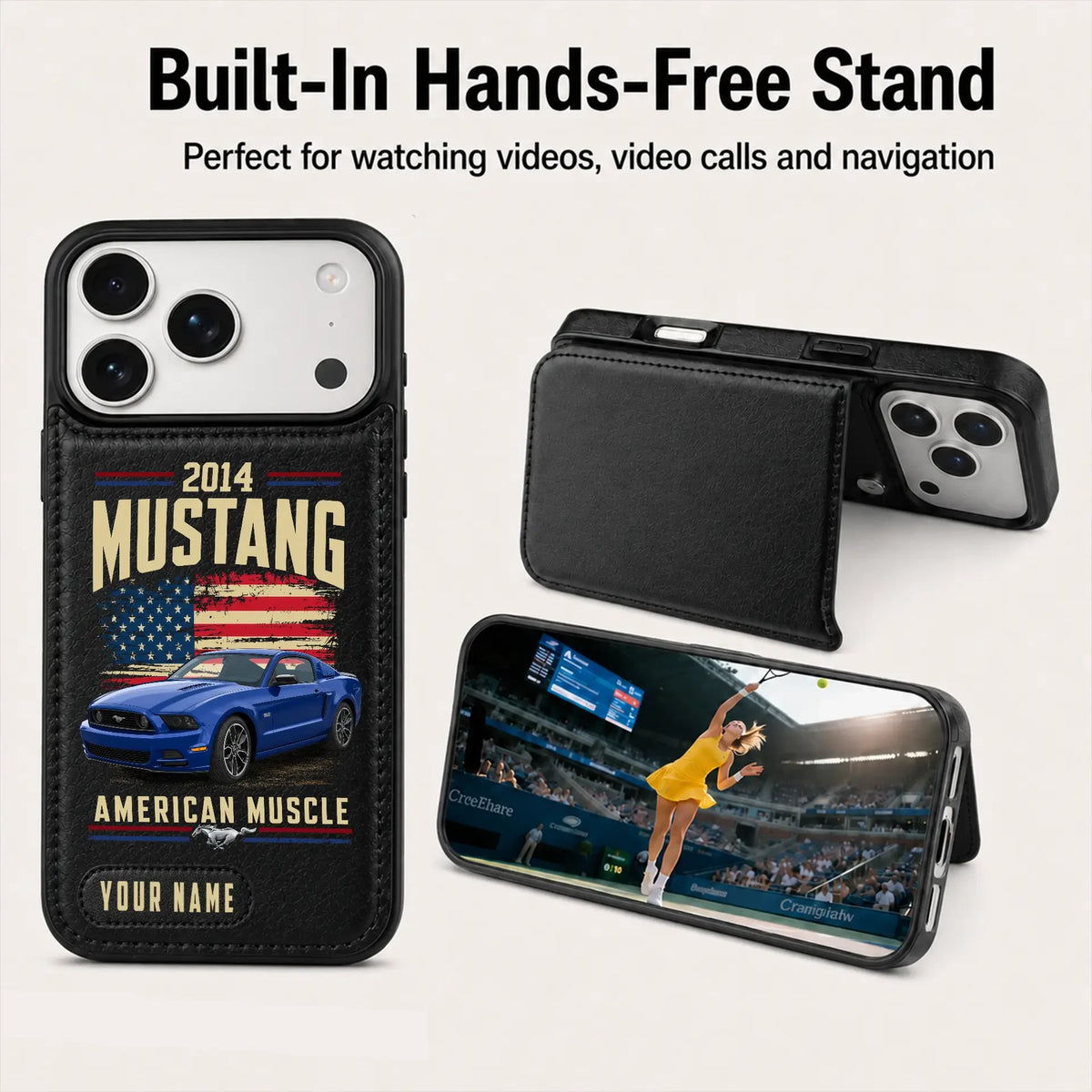 2014 Mustang Personalized Leather Wallet Phone Case