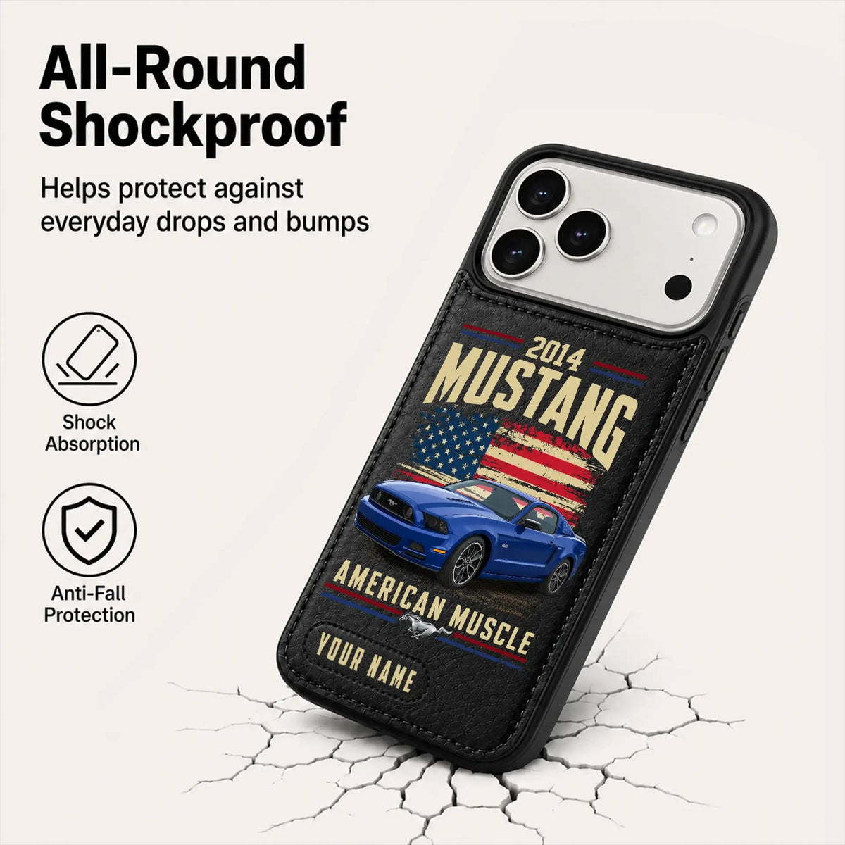 2014 Mustang Personalized Leather Wallet Phone Case