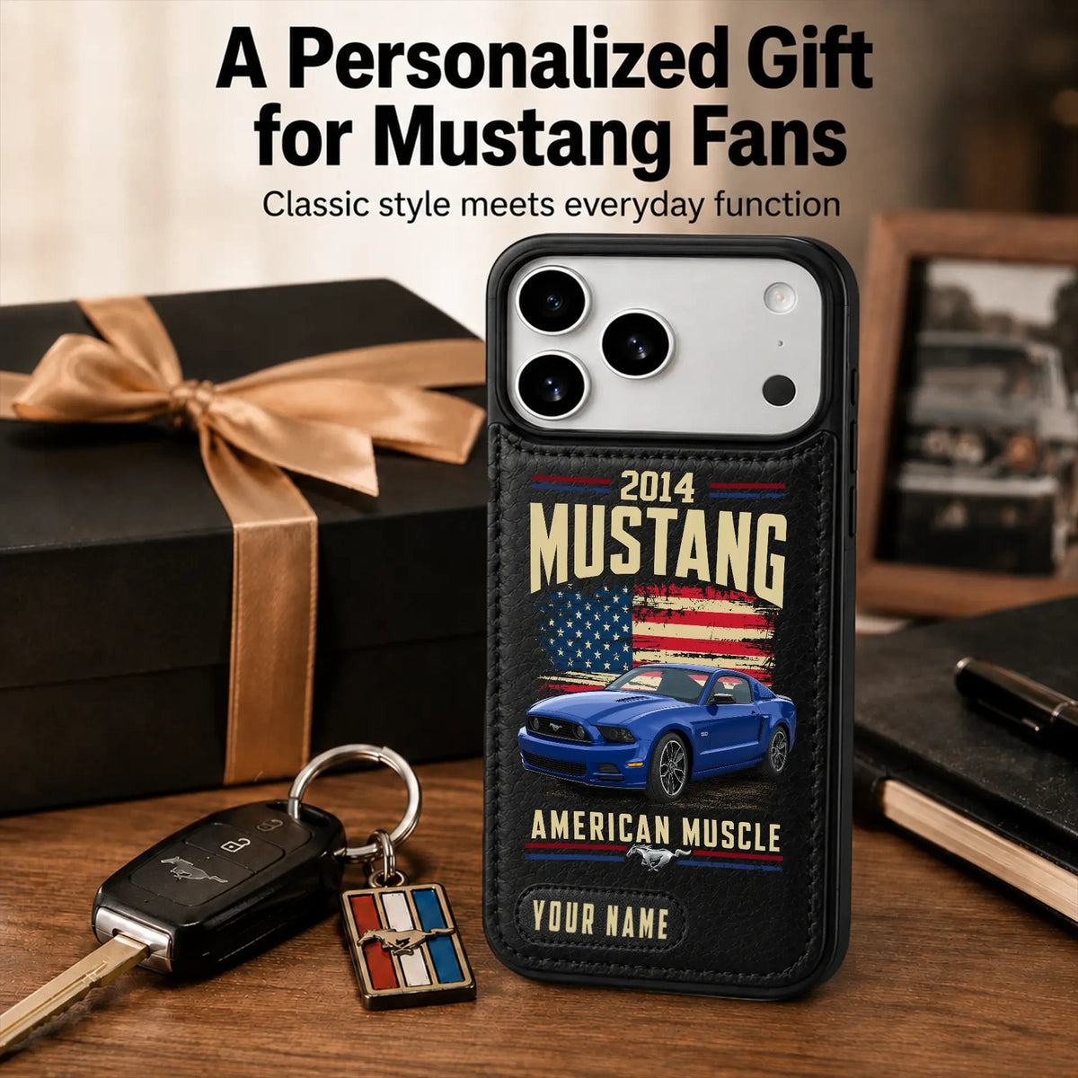 2014 Mustang Personalized Leather Wallet Phone Case