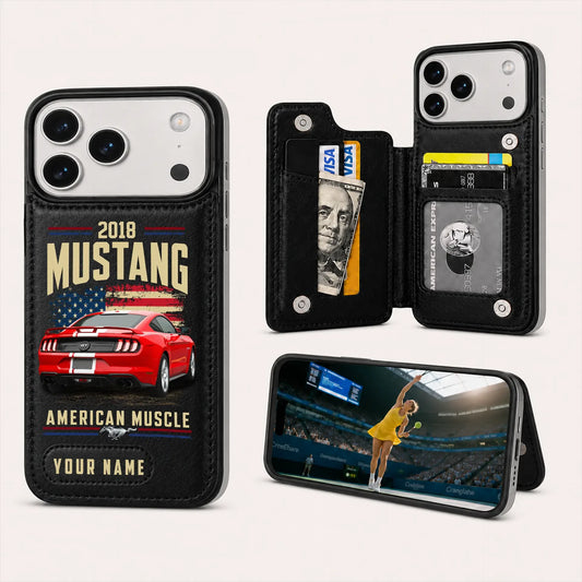 2018 Mustang Personalized Leather Wallet Phone Case