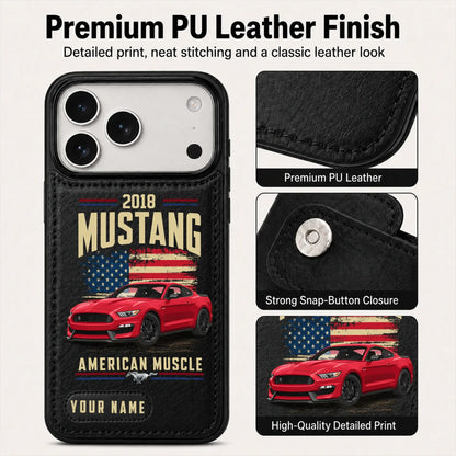 2018 Mustang Personalized Leather Wallet Phone Case