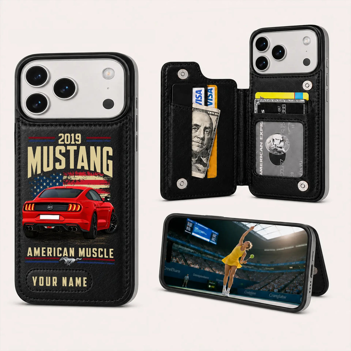 2019 Mustang Personalized Leather Wallet Phone Case