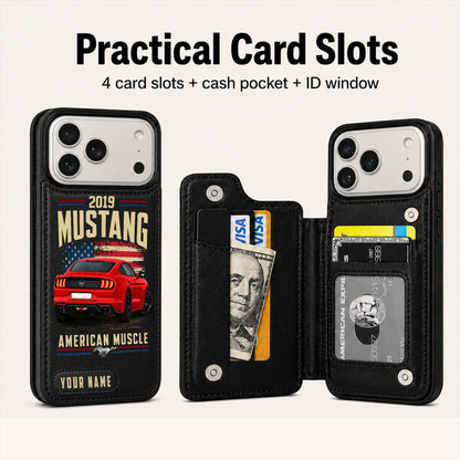 2019 Mustang Personalized Leather Wallet Phone Case