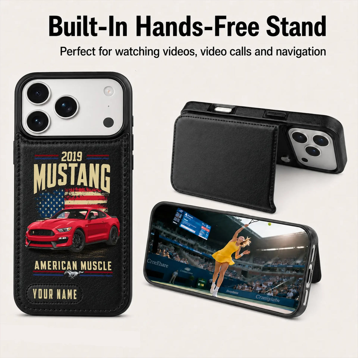2019 Mustang Personalized Leather Wallet Phone Case