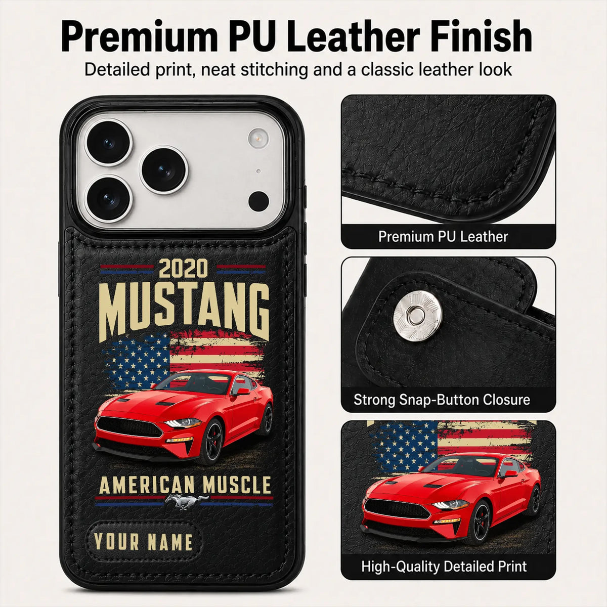 2020 Mustang Personalized Leather Wallet Phone Case