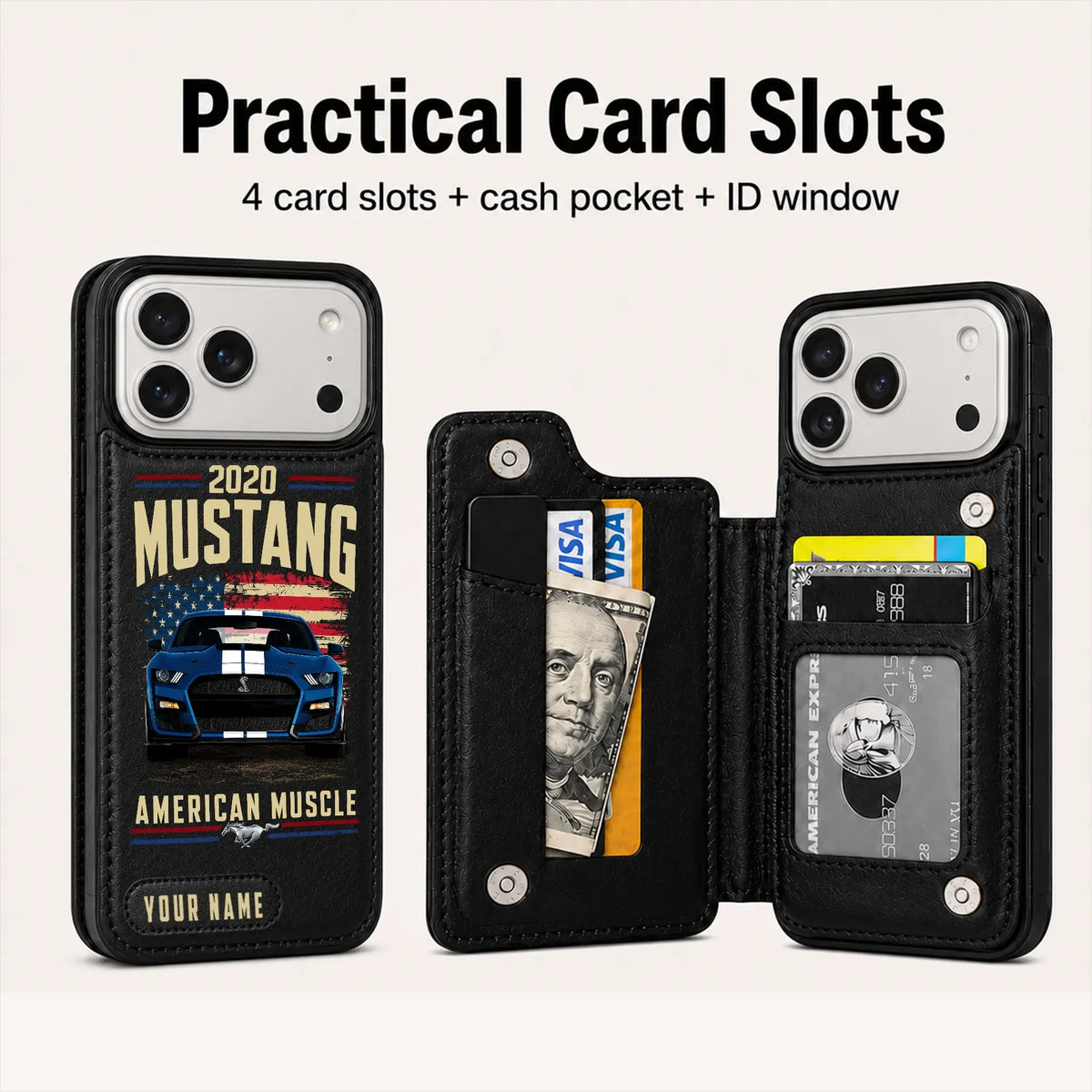 2020 Mustang Personalized Leather Wallet Phone Case