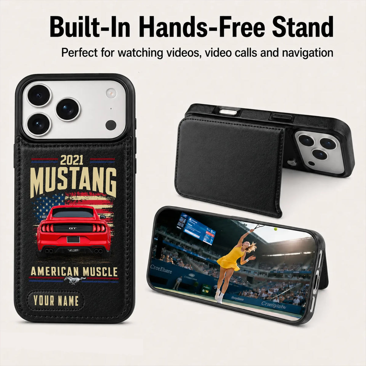2021 Mustang Personalized Leather Wallet Phone Case