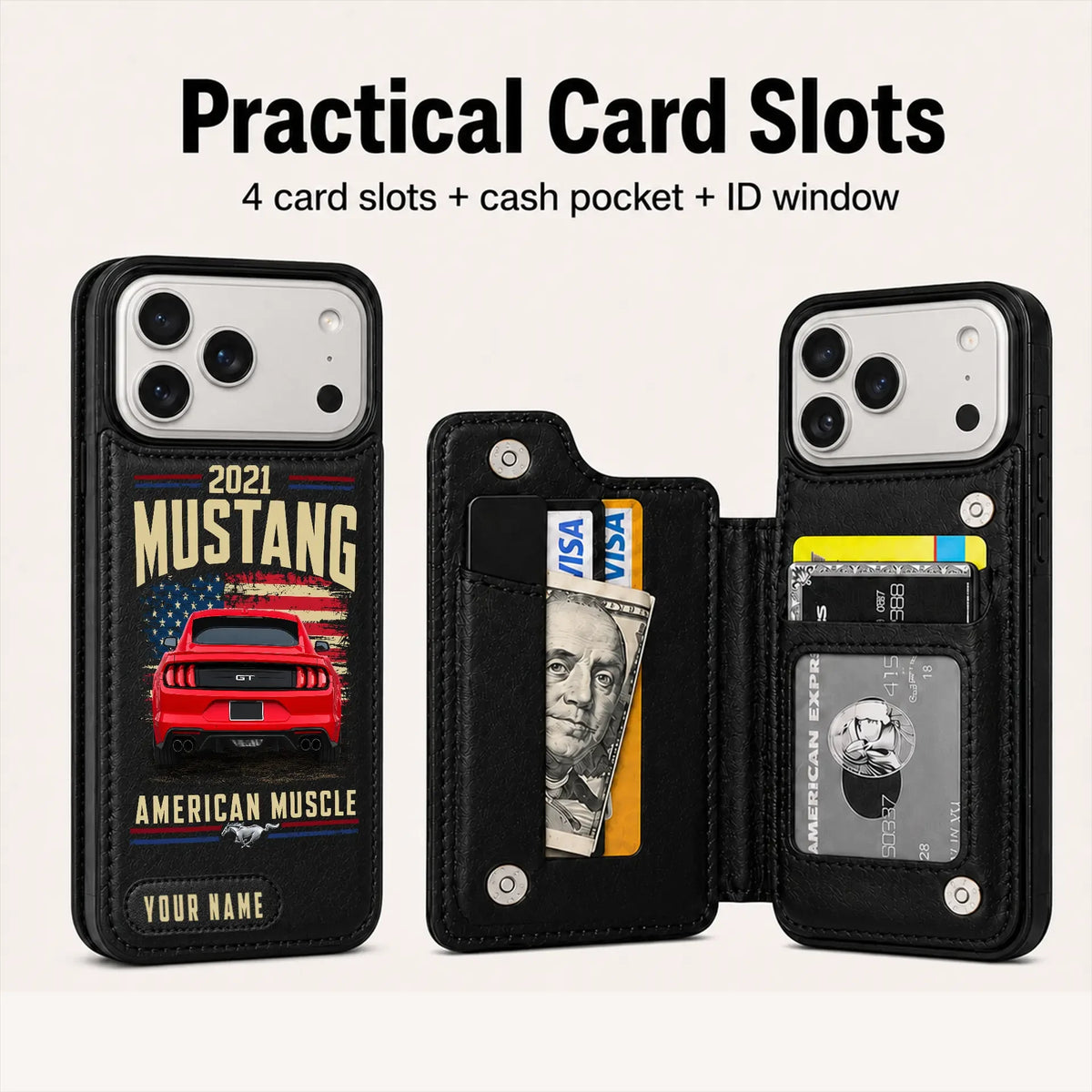 2021 Mustang Personalized Leather Wallet Phone Case