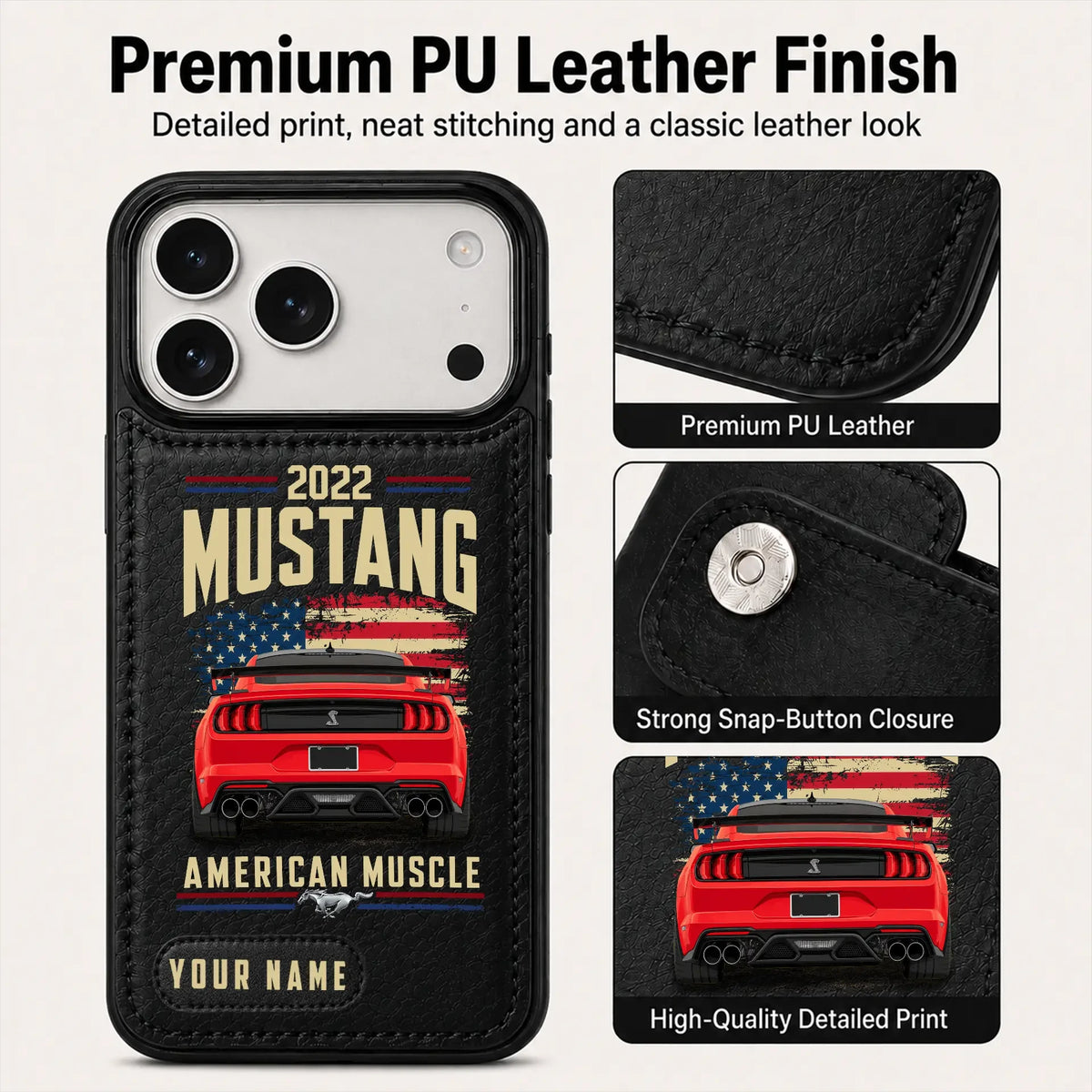2022 Mustang Personalized Leather Wallet Phone Case