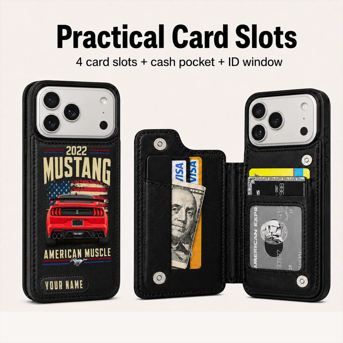 2022 Mustang Personalized Leather Wallet Phone Case
