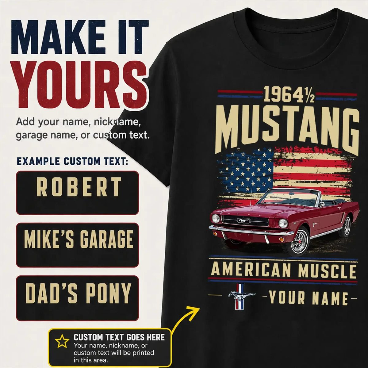 1964 Mustang Muscle Car Personalized Apparel