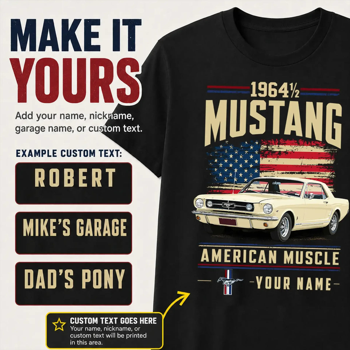 1964 Mustang Muscle Car Personalized Apparel