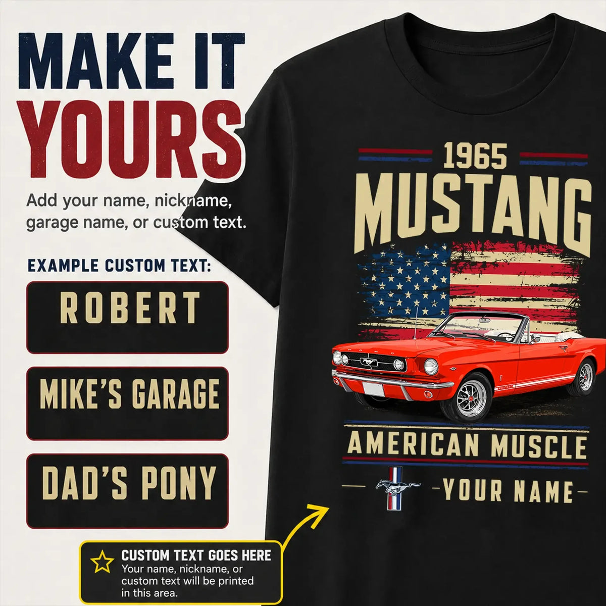 1965 Mustang Muscle Car Personalized Apparel