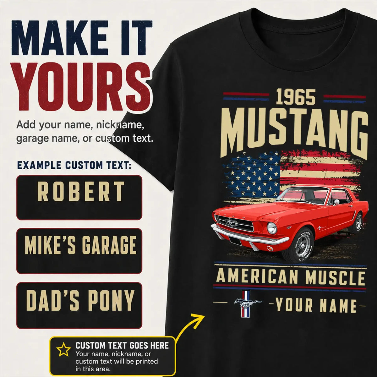 1965 Mustang Muscle Car Personalized Apparel