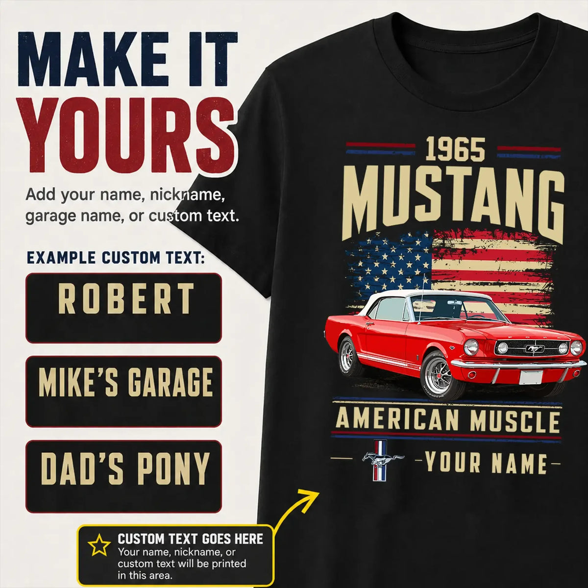 1965 Mustang Muscle Car Personalized Apparel