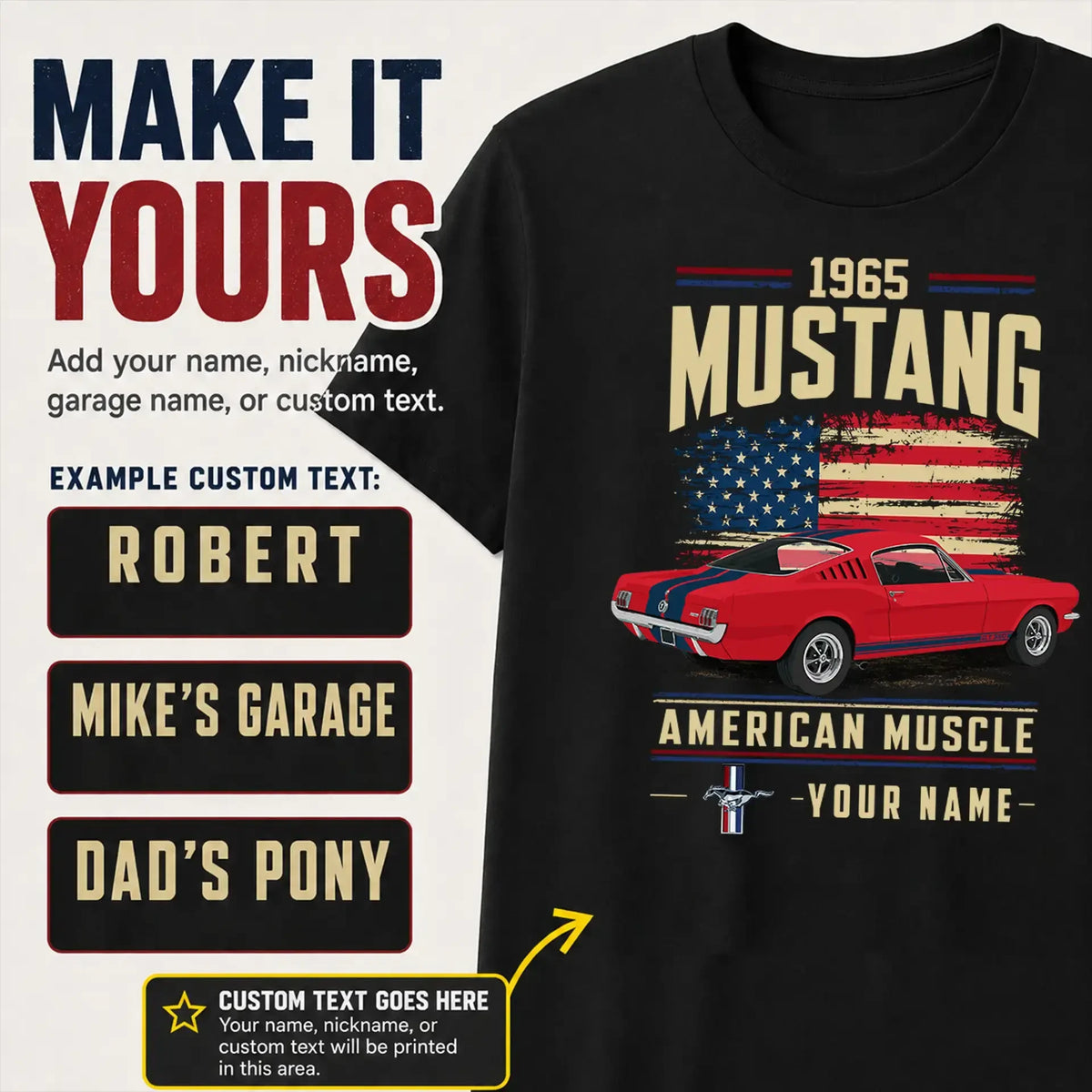 1965 Mustang Muscle Car Personalized Apparel