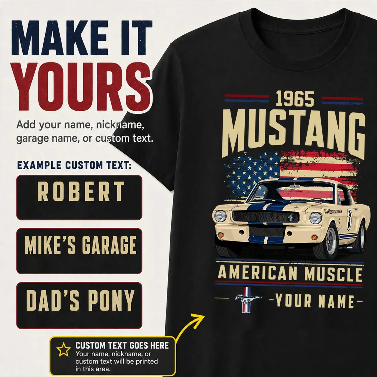 1965 Mustang Muscle Car Personalized Apparel