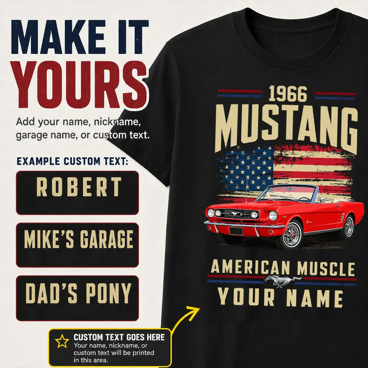 1966 Mustang Muscle Car Personalized Apparel