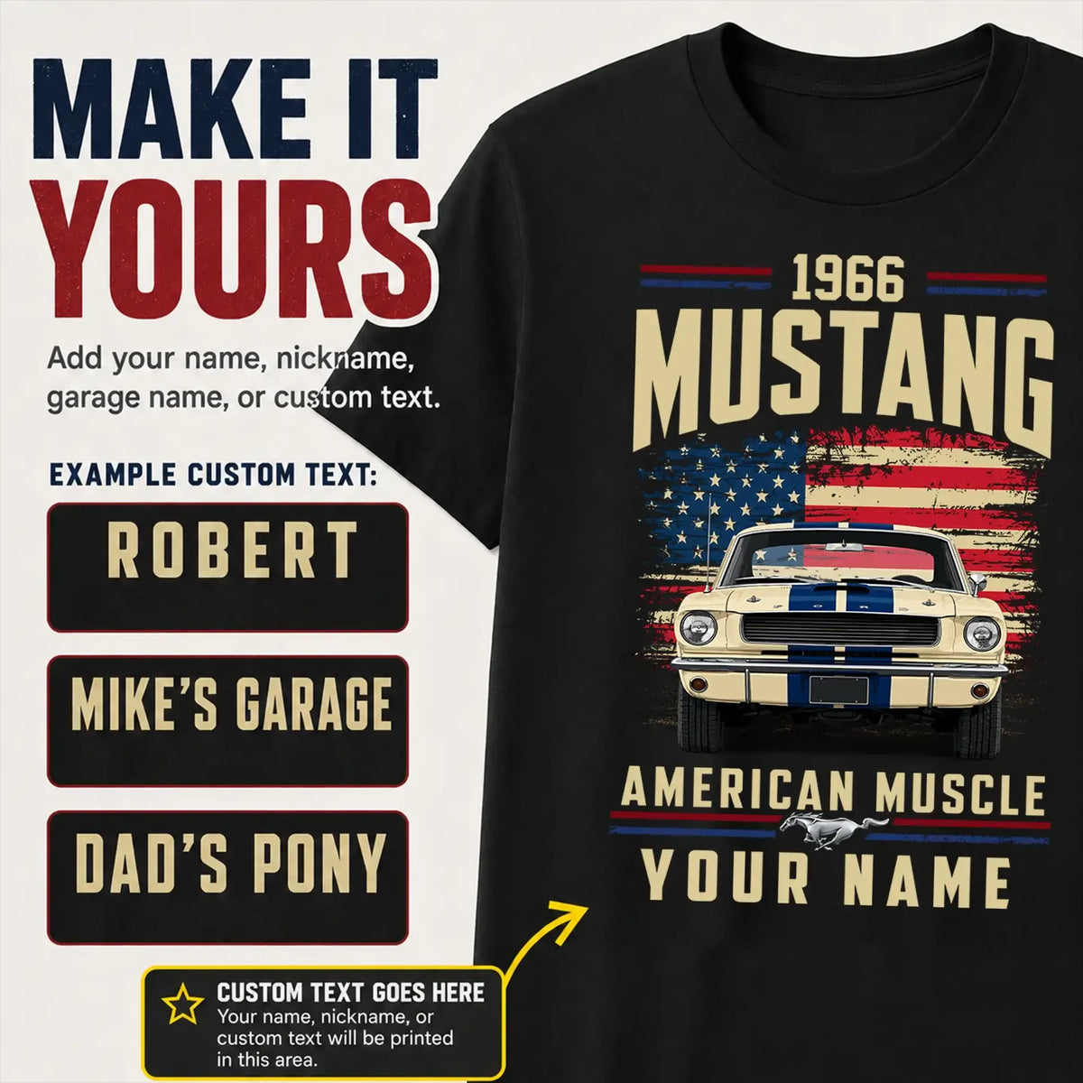 1966 Mustang Muscle Car Personalized Apparel