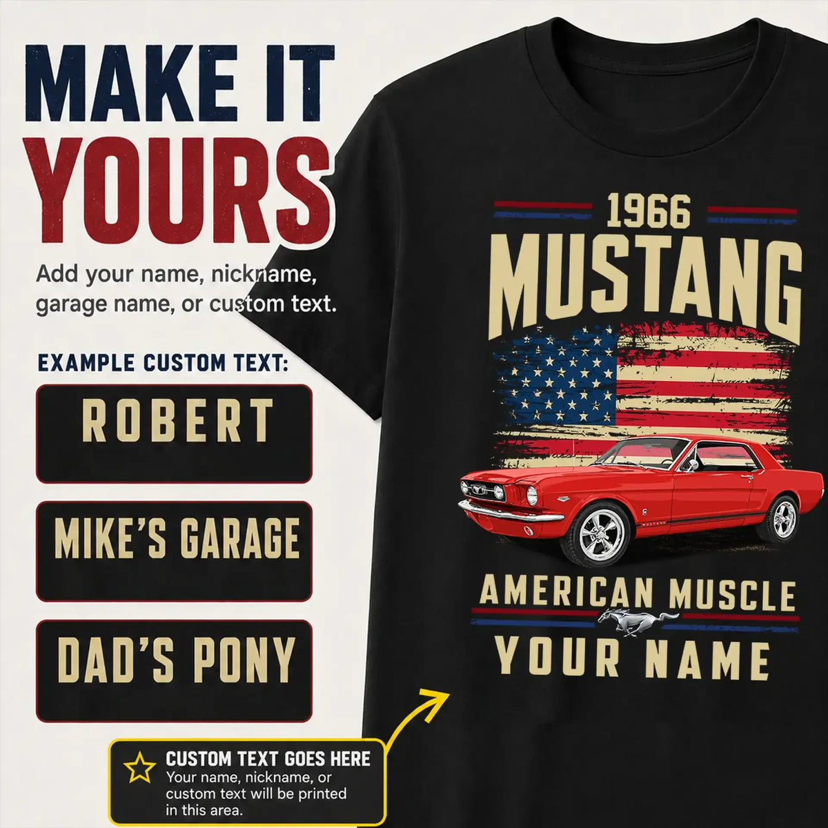 1966 Mustang Muscle Car Personalized Apparel