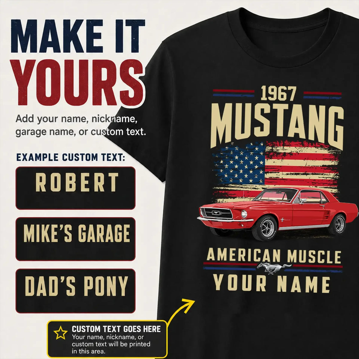 1967 Mustang Muscle Car Personalized Apparel