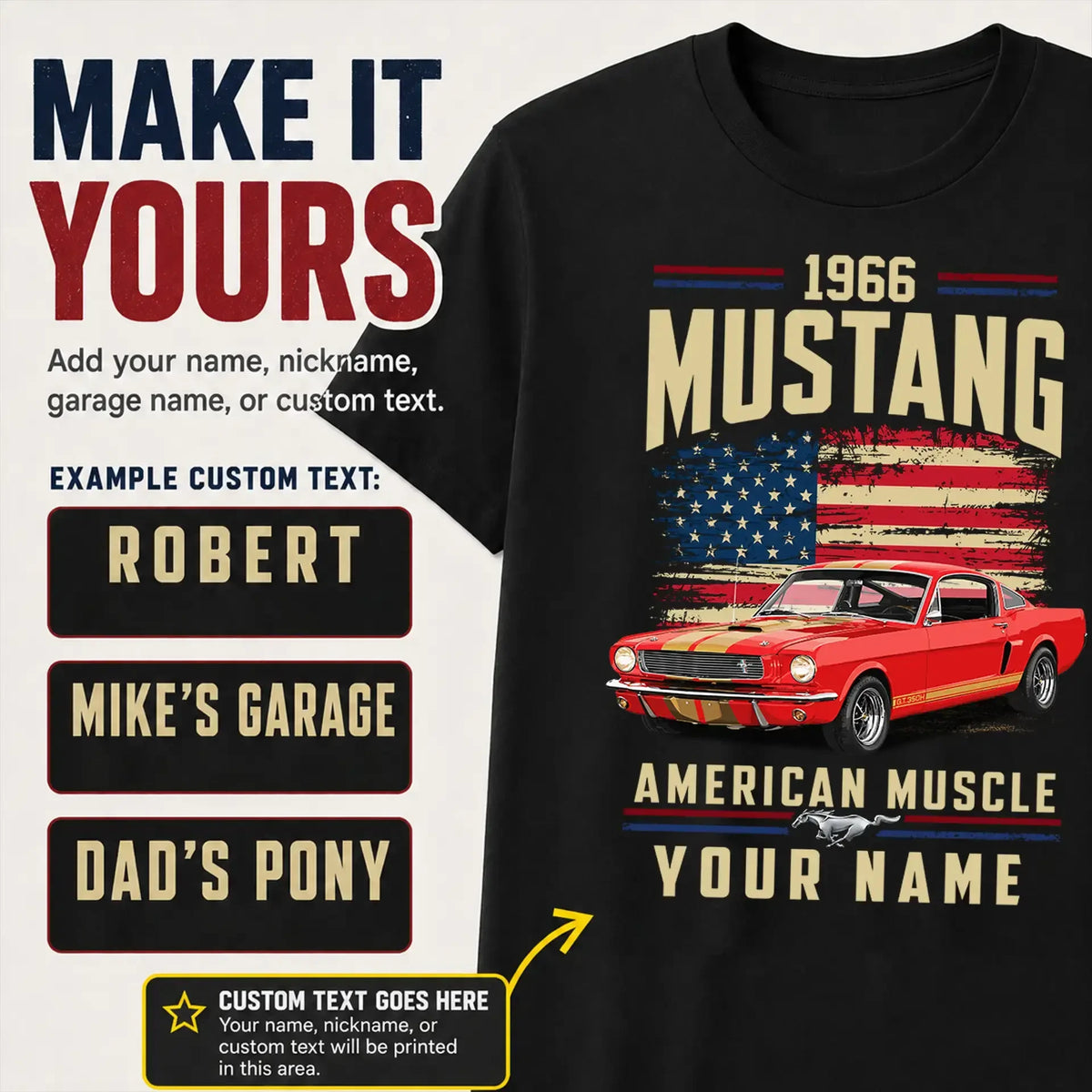 1966 Mustang Muscle Car Personalized Apparel