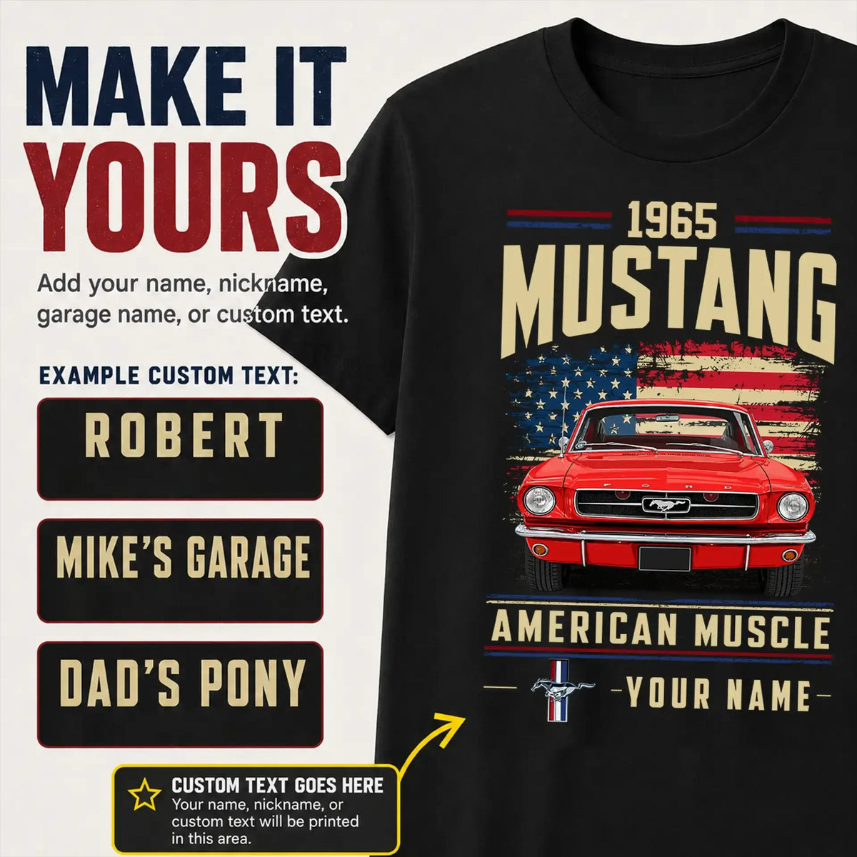 1965 Mustang Muscle Car Personalized Apparel