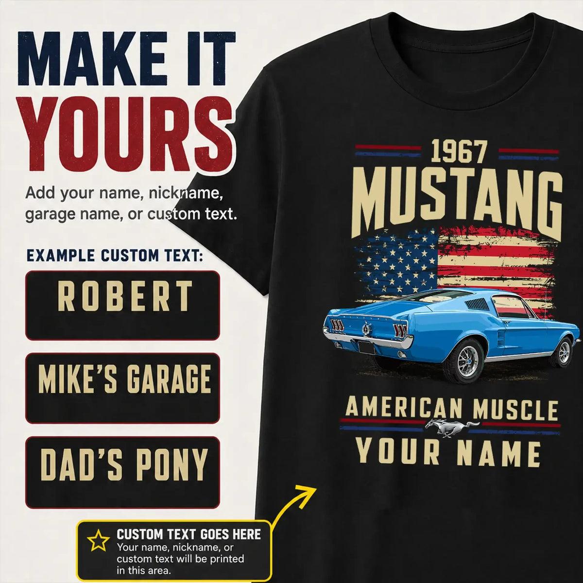 1967 Mustang Muscle Car Personalized Apparel