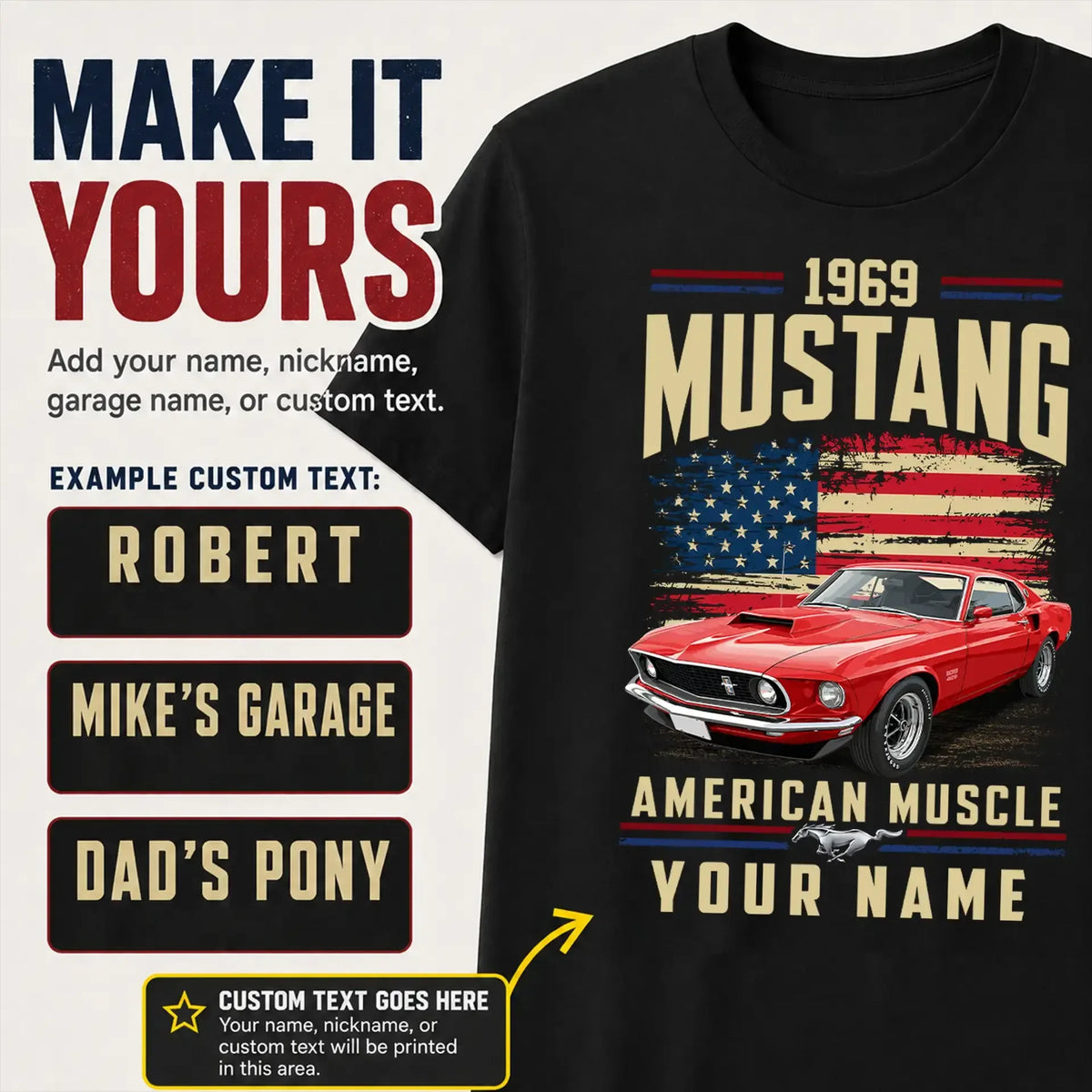 1969 Mustang Muscle Car Personalized Apparel