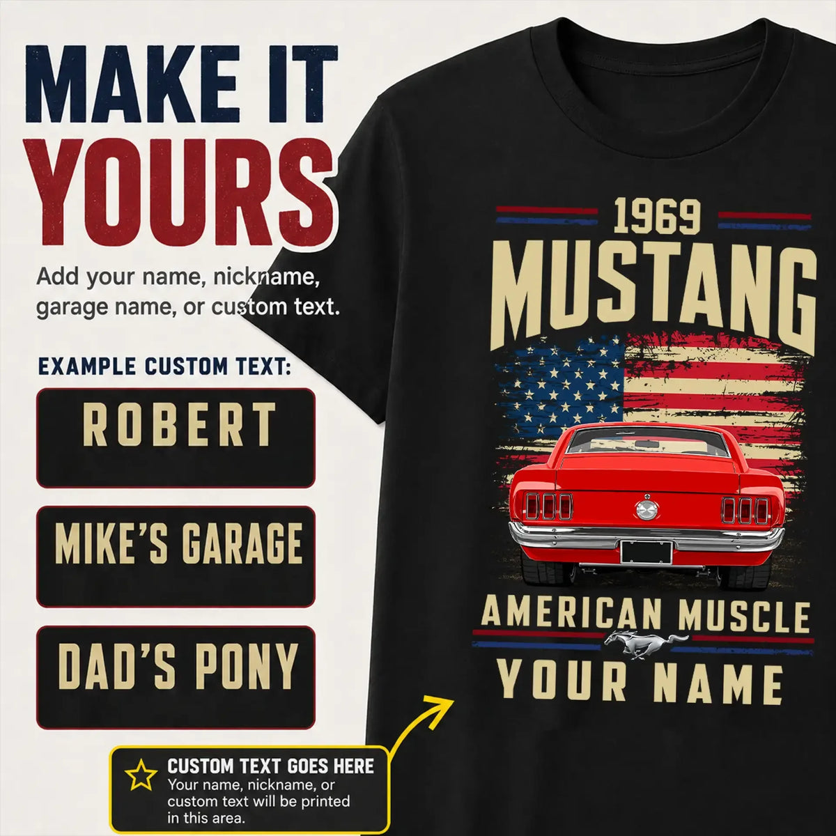 1969 Mustang Muscle Car Personalized Apparel