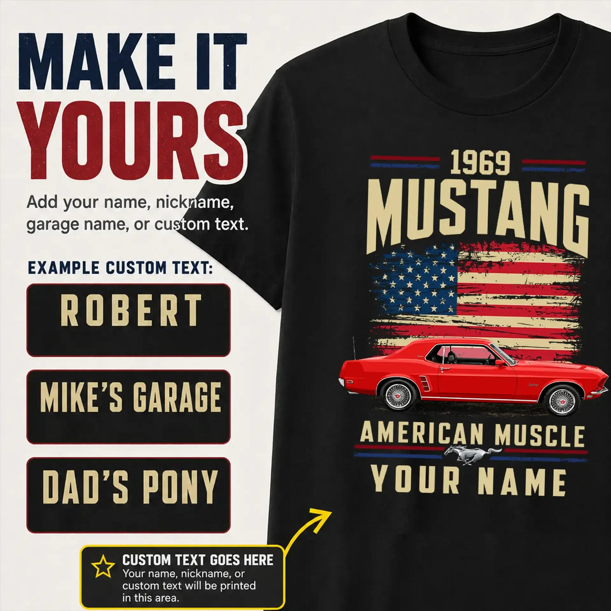 1969 Mustang Muscle Car Personalized Apparel
