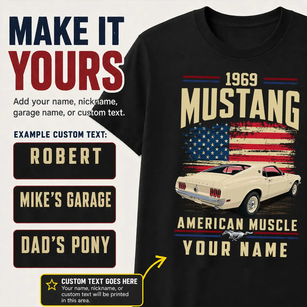 1969 Mustang Muscle Car Personalized Apparel