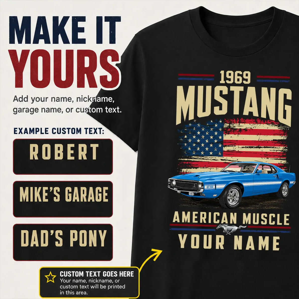 1969 Mustang Muscle Car Personalized Apparel