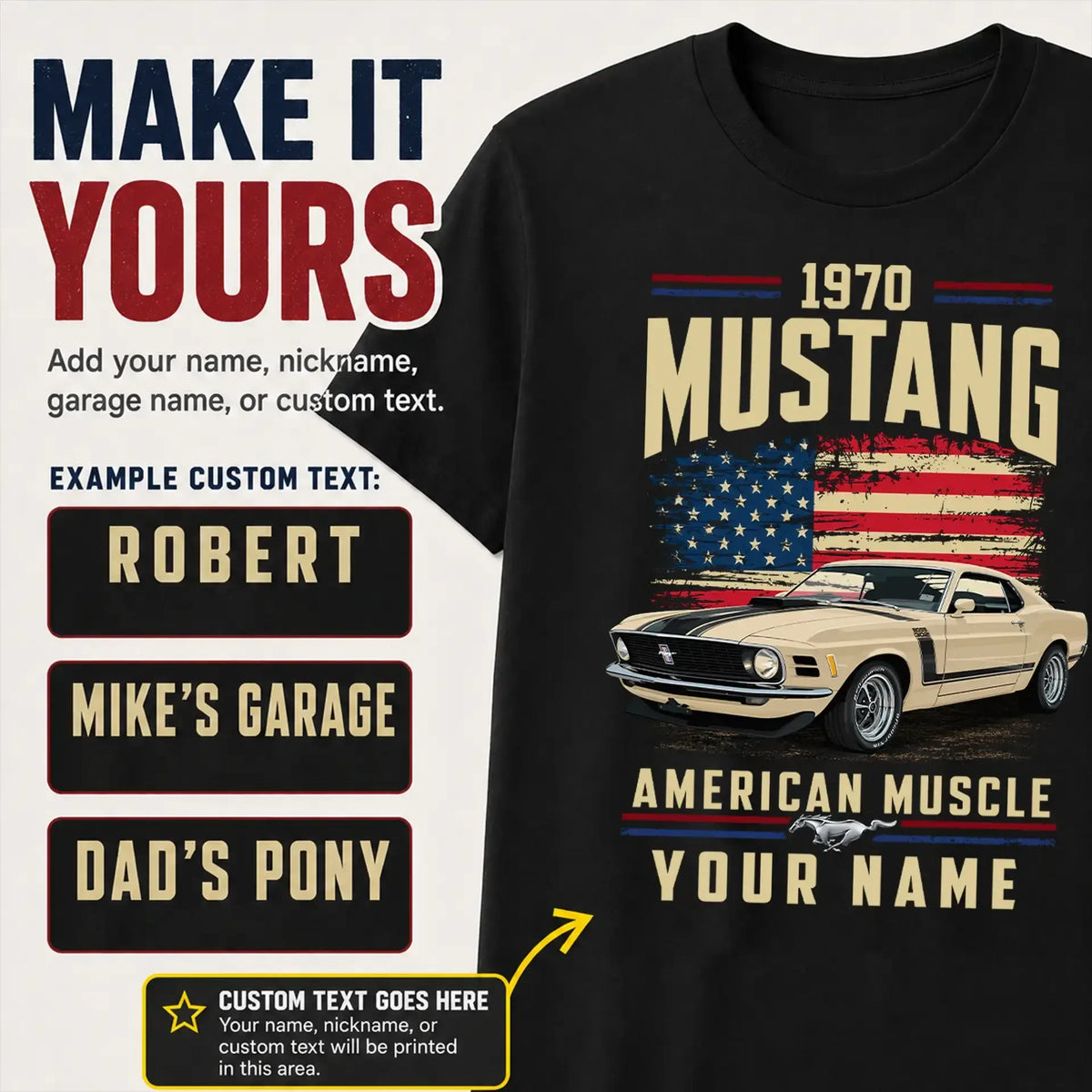 1970 Mustang Muscle Car Personalized Apparel