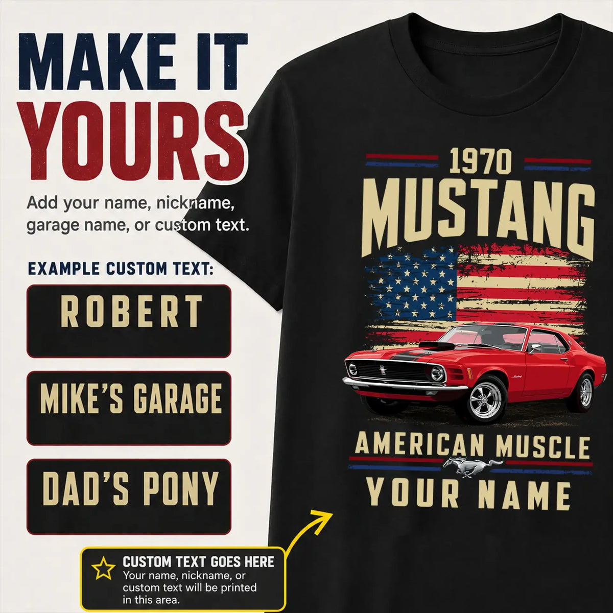 1970 Mustang Muscle Car Personalized Apparel