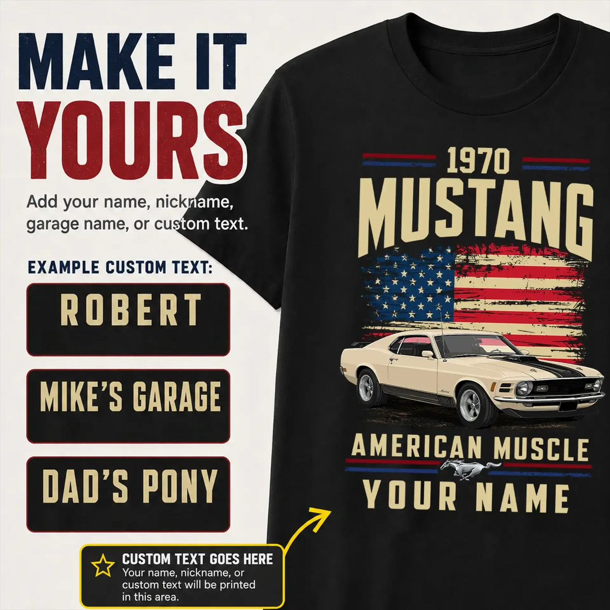 1970 Mustang Muscle Car Personalized Apparel