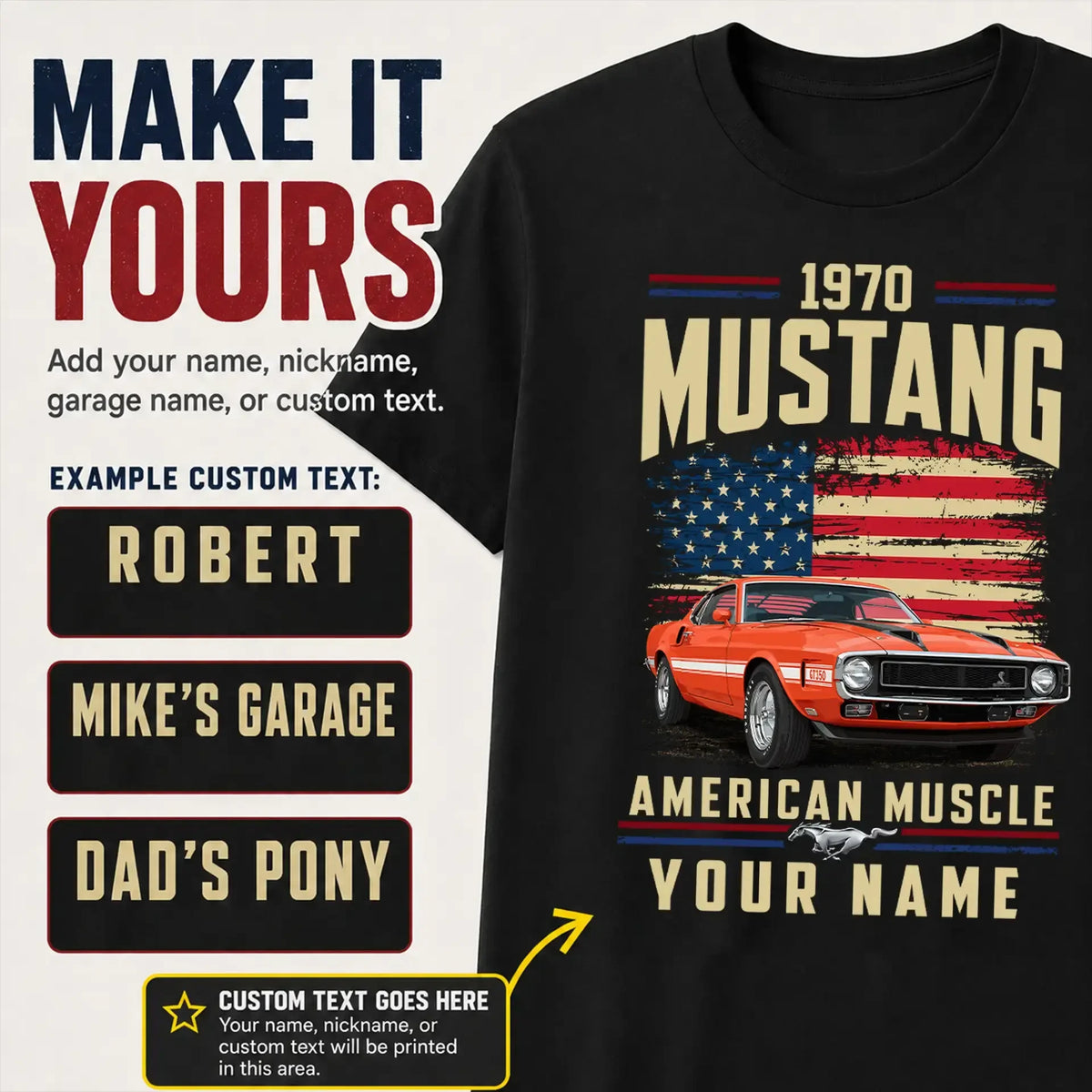 1970 Mustang Muscle Car Personalized Apparel