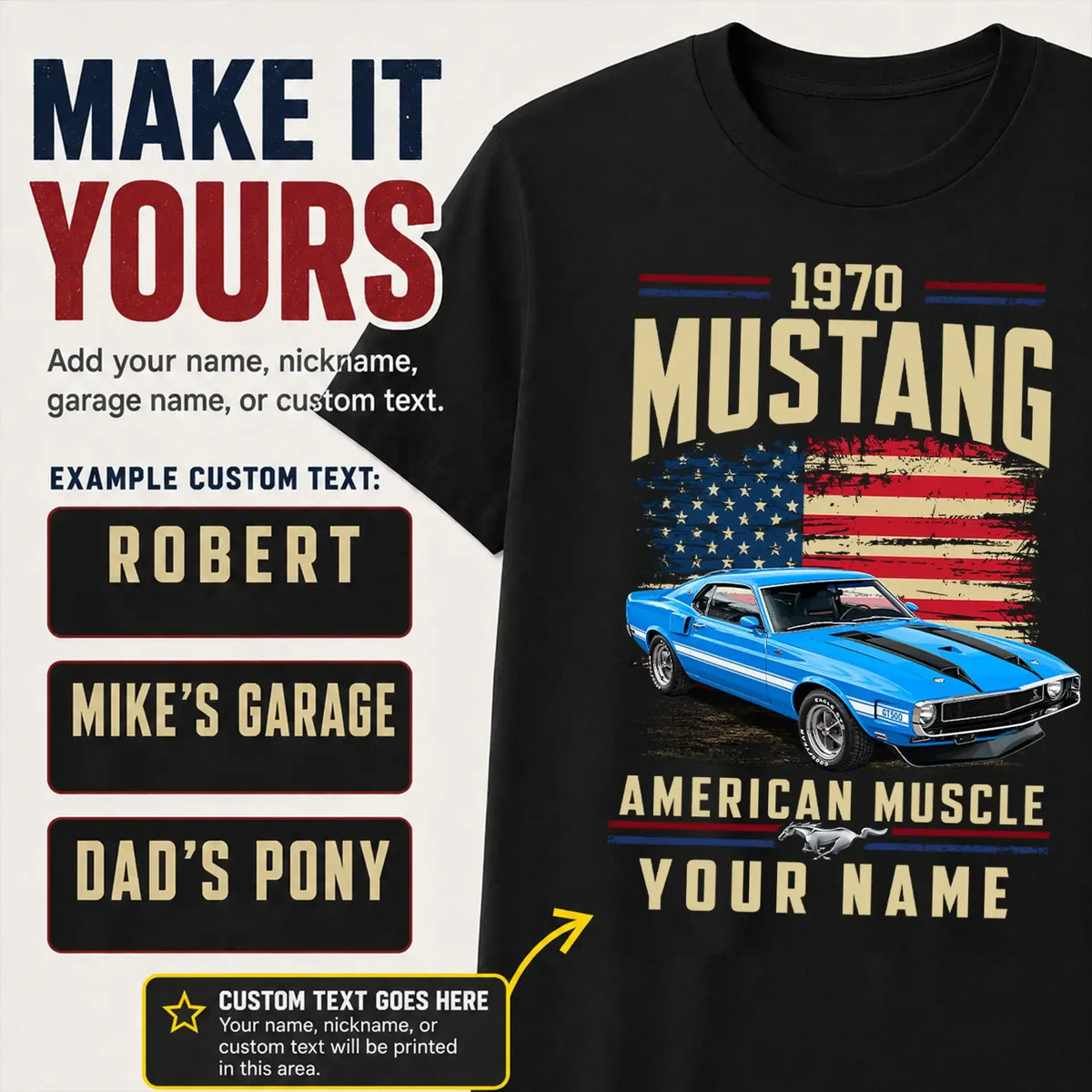 1970 Mustang Muscle Car Personalized Apparel