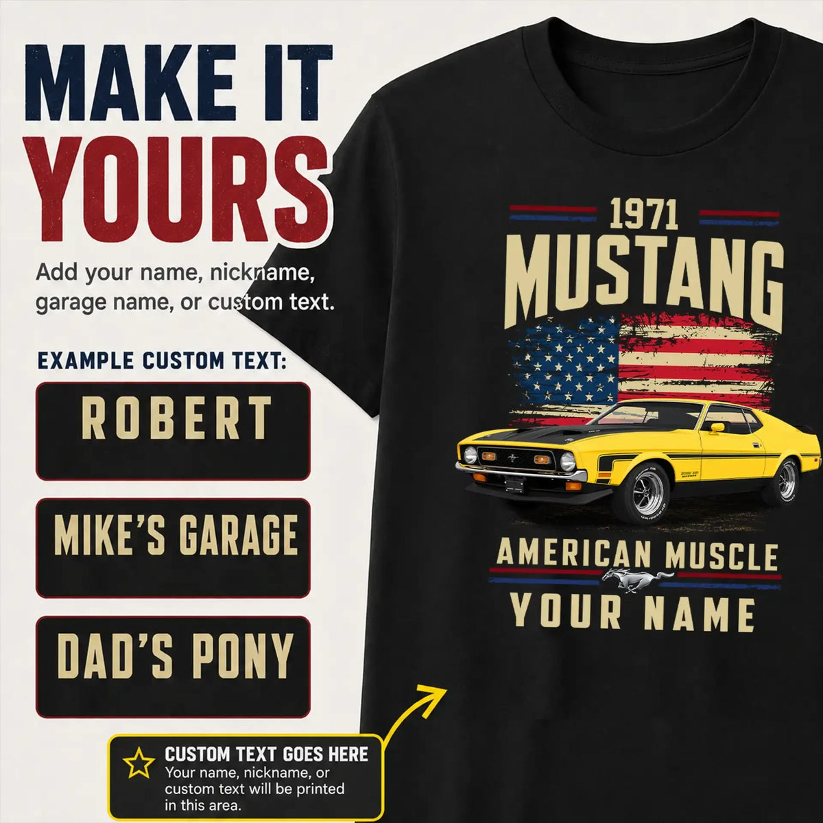 1971 Mustang Muscle Car Personalized Apparel