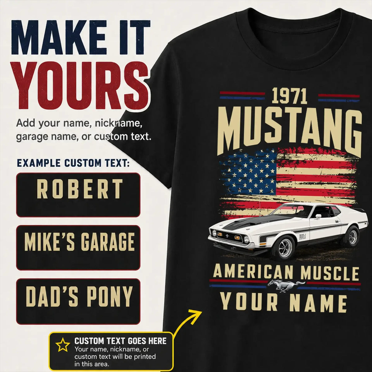 1971 Mustang Muscle Car Personalized Apparel